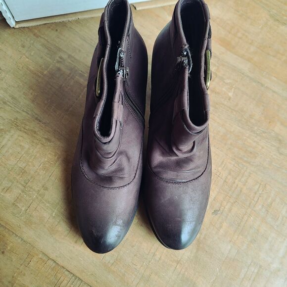 Josef Seibel Womens Block Heel Leather Brown Boot Bootie Pump Zipper Sz 37‎ NEW - Picture 2 of 5